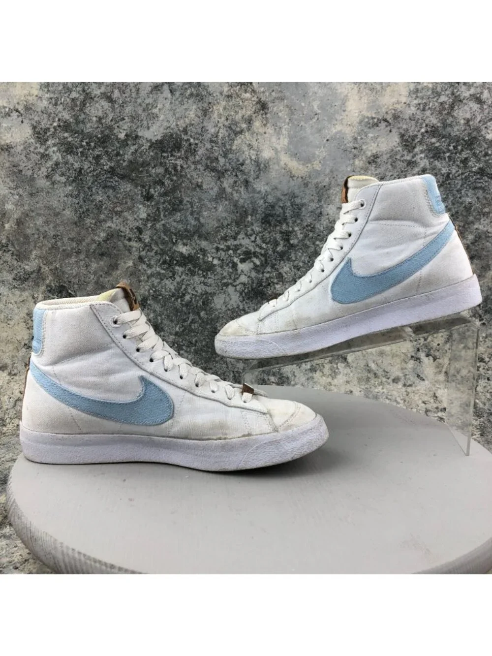Nike Men's Size 8.5 Blazer Mid 77 White Indigo Blue Canvas Sneakers CI1166-100